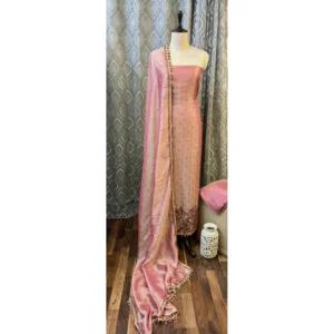 Blushing Rose Shimmer Tissue Suit with Metallic Accents