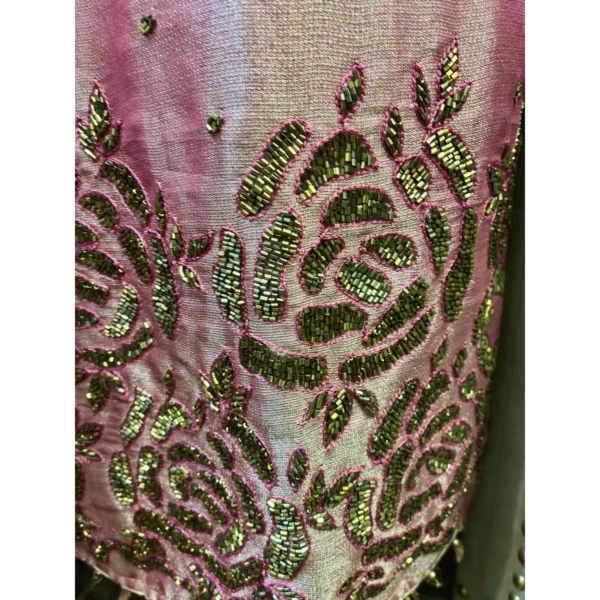 Blushing Rose Shimmer Tissue Suit with Metallic Accents