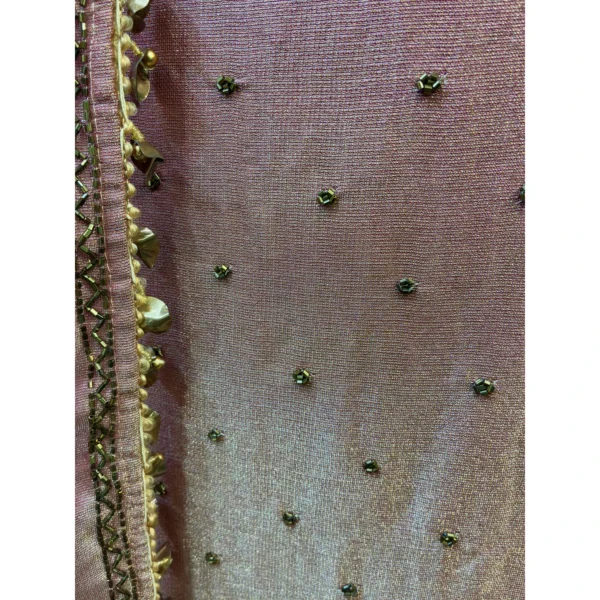 Blushing Rose Shimmer Tissue Suit with Metallic Accents