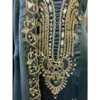 Deep Blue Diamond Satin Suit with Resham & Mirror Work