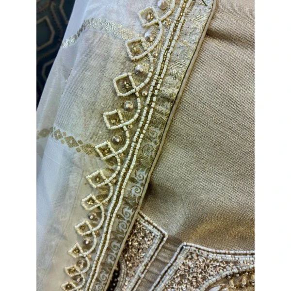 Ethereal Ivory Organza Tissue Suit with Hand-Worked Bird Motifsa