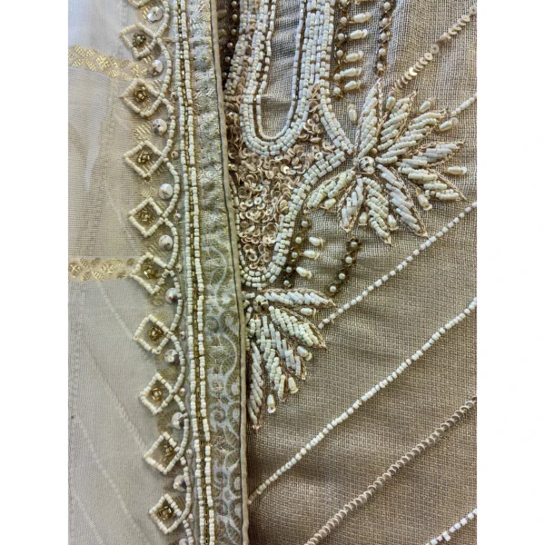 Ethereal Ivory Organza Tissue Suit with Hand-Worked Bird Motifsa