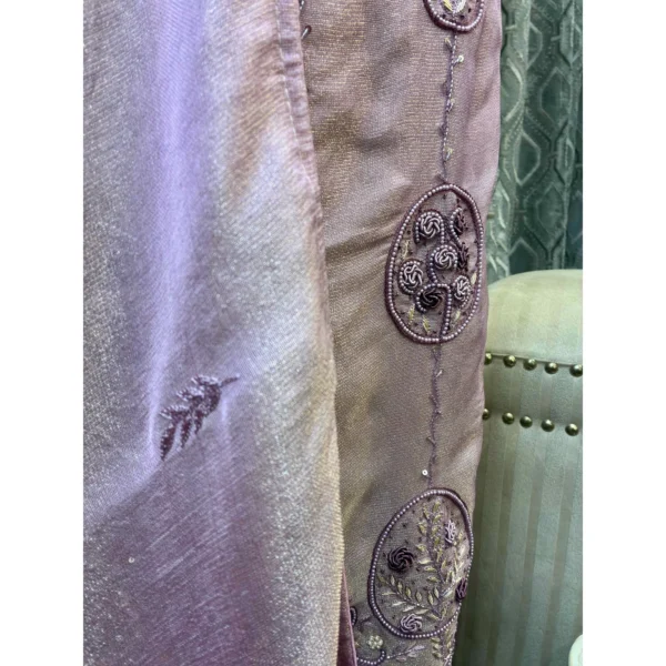Ethereal Lilac Shimmer Tissue Suit with Paani Gold Accents