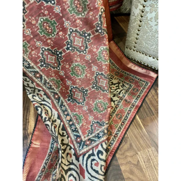 Heritage Maheshwari Silk Suit with Mirror-Work & Digital Print Accents