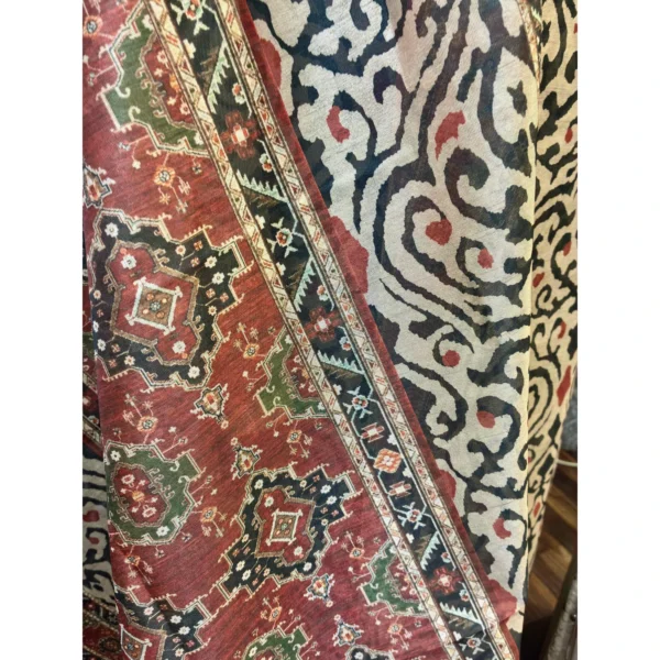 Heritage Maheshwari Silk Suit with Mirror-Work & Digital Print Accents