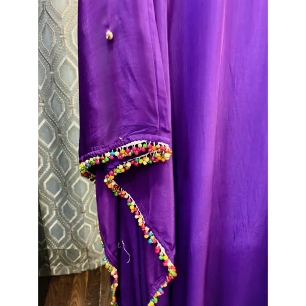 Imperial Crepe Satin Kaftan with Hand-Done Zardosi & Wooden Tassels