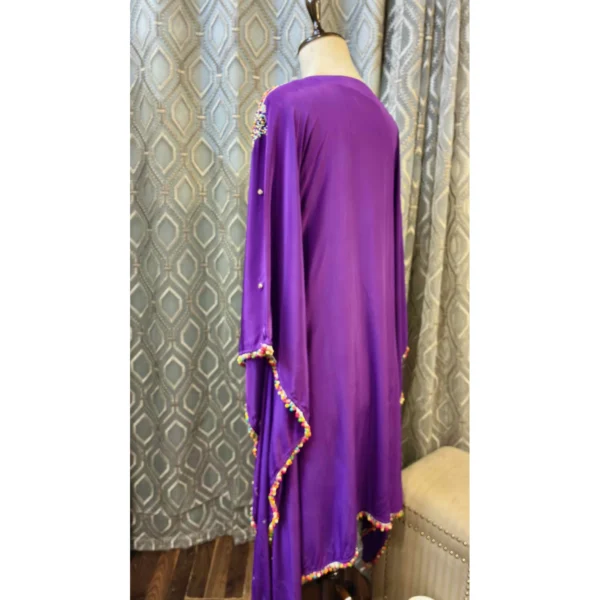 Imperial Crepe Satin Kaftan with Hand-Done Zardosi & Wooden Tassels