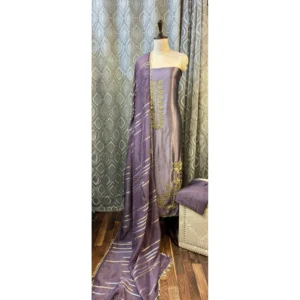 Lavender Mist Tissue Suit with Triple-Size Kundan & Dabka Artistry