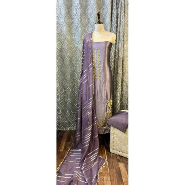 Lavender Mist Tissue Suit with Triple-Size Kundan & Dabka Artistry