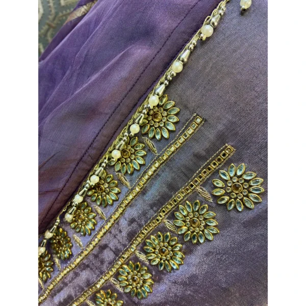 Lavender Mist Tissue Suit with Triple-Size Kundan & Dabka Artistry