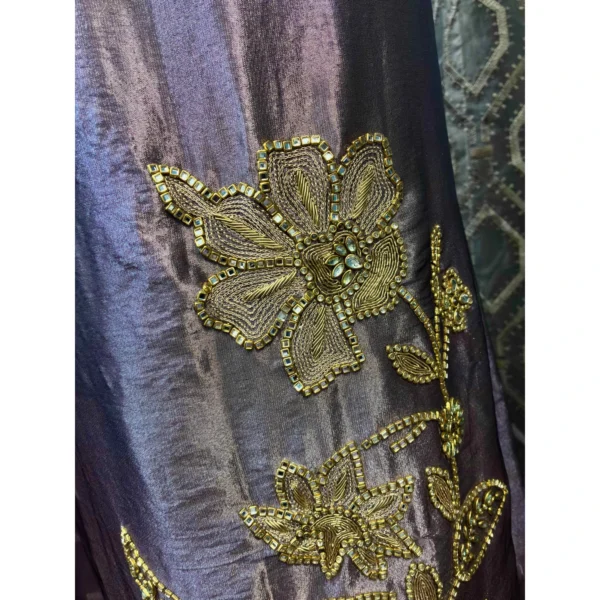 Lavender Mist Tissue Suit with Triple-Size Kundan & Dabka Artistry