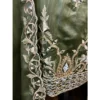 Olive Green Diamond Satin Suit with Zari & Mirror Artistry
