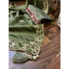 Olive Green Diamond Satin Suit with Zari & Mirror Artistry