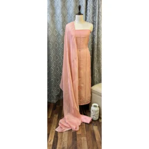 Peach Nectar Shimmer Tissue Suit with Dual-Tone Rose Artistry