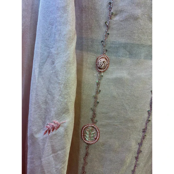 Peach Nectar Shimmer Tissue Suit with Dual-Tone Rose Artistry