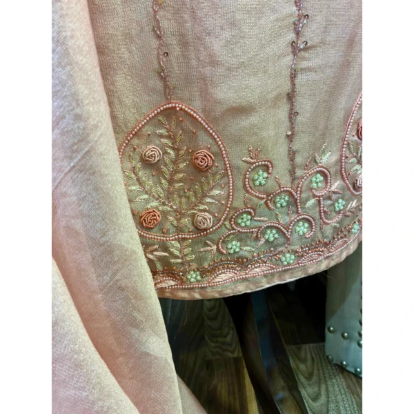 Peach Nectar Shimmer Tissue Suit with Dual-Tone Rose Artistry