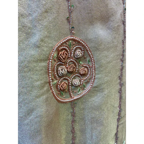 Peach Nectar Shimmer Tissue Suit with Dual-Tone Rose Artistry