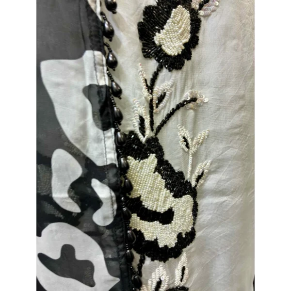 Pristine White Pure Organza Suit with Digital Print & Pearl Accents