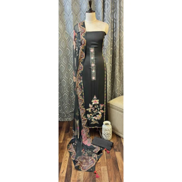 Rainbow Pearl Organza Suit with Multi-Colored Moti & Cut-Dana Work