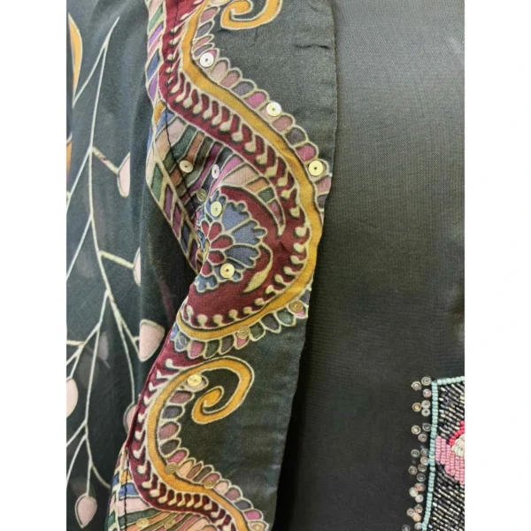 Rainbow Pearl Organza Suit with Multi-Colored Moti & Cut-Dana Work