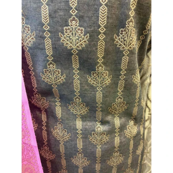 Charcoal & Rose Dual-Tone Jamawar Suit with Heavy Contrast Dupatta