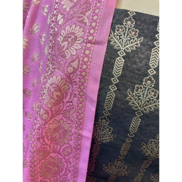 Charcoal & Rose Dual-Tone Jamawar Suit with Heavy Contrast Dupatta