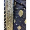 Midnight Onyx Pure Crepe Silk Suit with Banarasi Weave