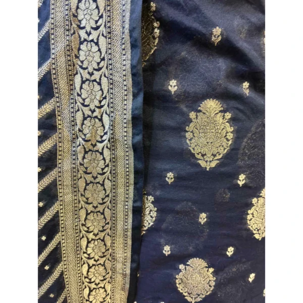 Midnight Onyx Pure Crepe Silk Suit with Banarasi Weave