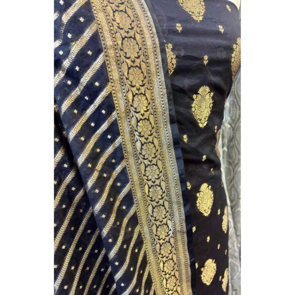 Midnight Onyx Pure Crepe Silk Suit with Banarasi Weave