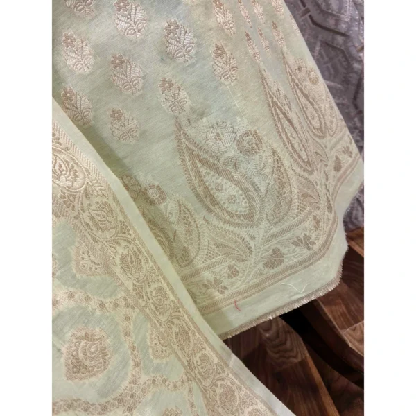 Dhani Green Monga Silk Suit with Dual-Tone Zari Jaal Dupatta