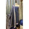 Indigo Night Pure Katan Silk Suit with Paani Gold Kadwa Weave