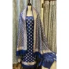Indigo Night Pure Katan Silk Suit with Paani Gold Kadwa Weave