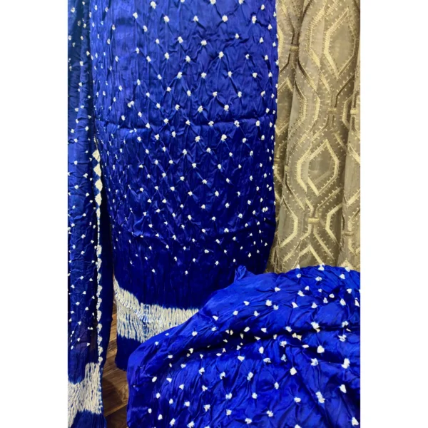 Ink Blue Modal Silk Bandhej Suit with Heavy Dupatta