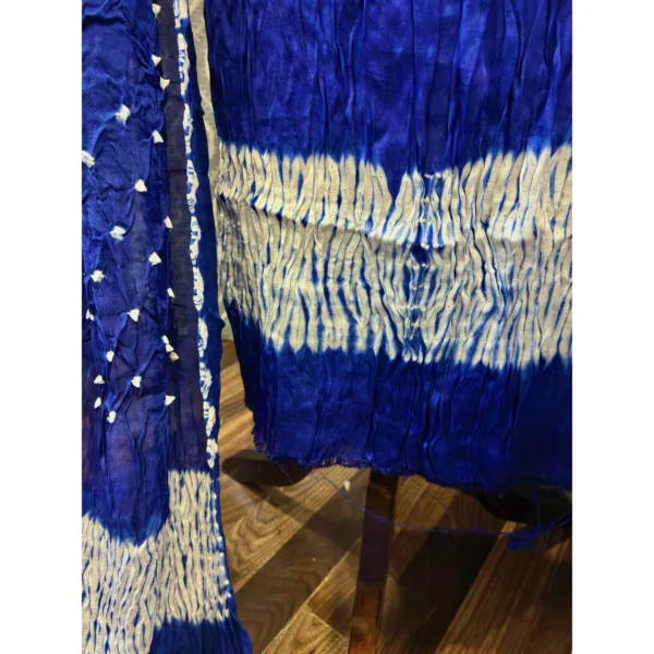 Ink Blue Modal Silk Bandhej Suit with Heavy Dupatta