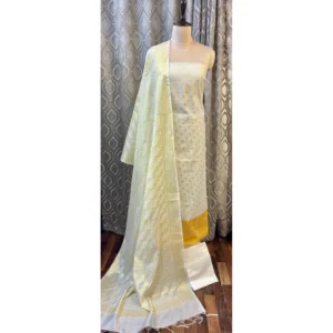Sun-Kissed Ivory Cotton Silk Suit with Zari Jaal Dupatta