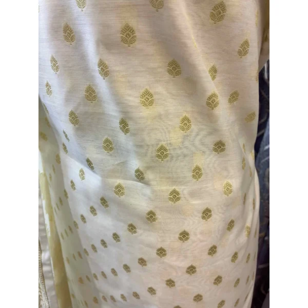 Sun-Kissed Ivory Cotton Silk Suit with Zari Jaal Dupatta
