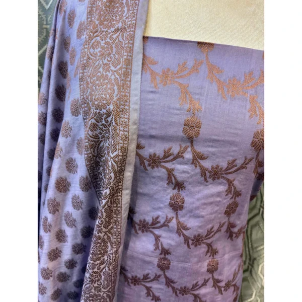 Enchanted Lilac Monga Silk Suit with Resham Jaal Dupatta