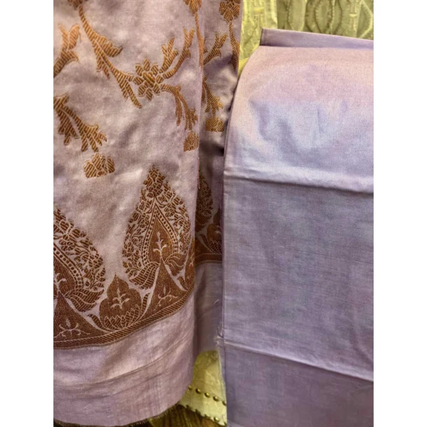 Enchanted Lilac Monga Silk Suit with Resham Jaal Dupatta