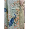 Mint Serenity Tissue Linen Suit with Hand-Done Peacock Artistry