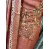 Burnished Rust Silk Suit with Hand-Embroidered Neckline & Tissue Silk Dupatta