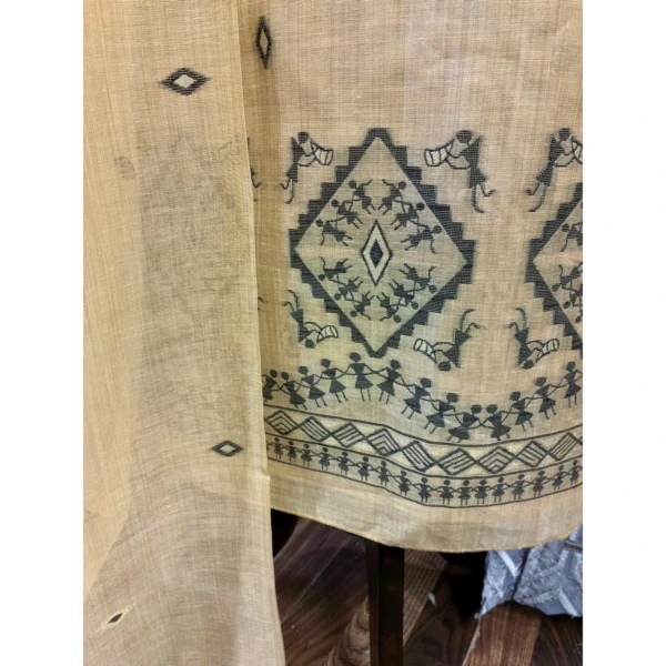 Sandalwood Light Brown Jamdani Silk Suit