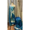 Teal & Azure Rang Kaat Silk Suit with Paani Gold Kadwa Weave