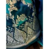 Teal & Azure Rang Kaat Silk Suit with Paani Gold Kadwa Weave