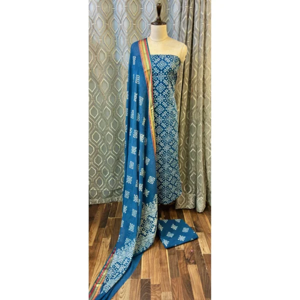 Azure Heritage Cotton Suit with Patola Artistry