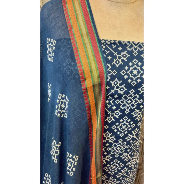 Azure Heritage Cotton Suit with Patola Artistry