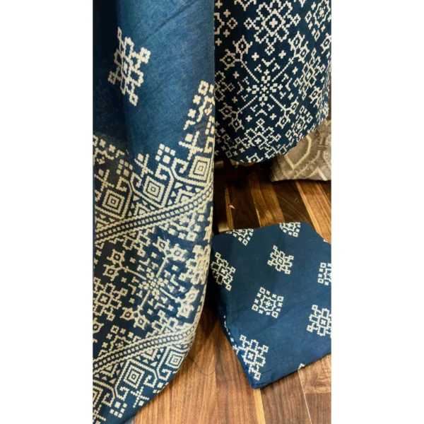 Azure Heritage Cotton Suit with Patola Artistry