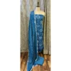 Azure Plume Cotton Satin Suit with Shibori-Hemmed Mal Dupatta