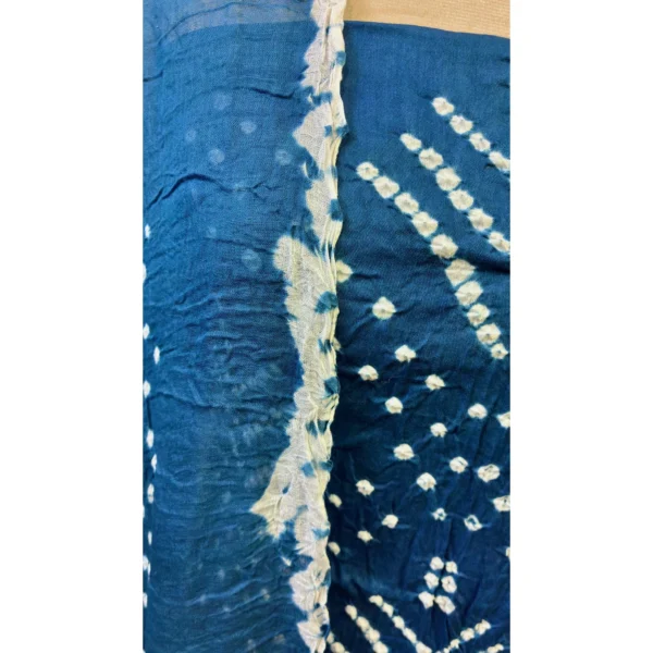 Azure Plume Cotton Satin Suit with Shibori-Hemmed Mal Dupatta