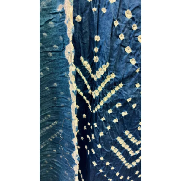 Azure Plume Cotton Satin Suit with Shibori-Hemmed Mal Dupatta