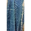 Azure Plume Cotton Satin Suit with Shibori-Hemmed Mal Dupatta